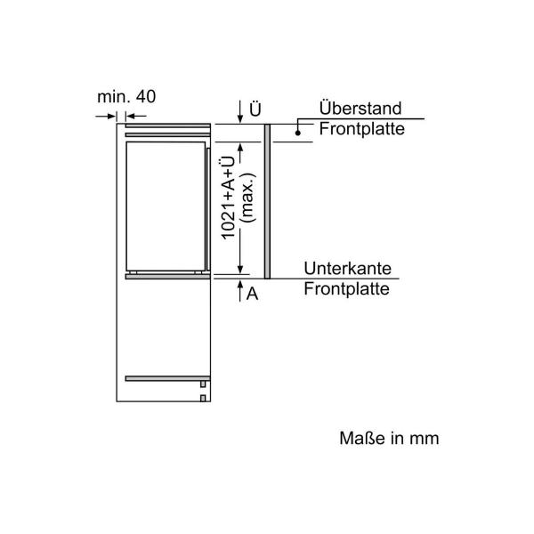 Siemens KI32LNSE0 iQ100 Einbaukühlschrank mit Gefrierfach, Nischenhöhe 102,5 cm, 147 L, Schleppscharnier, Super Cooling, extrem leise, Home Connect, weiß