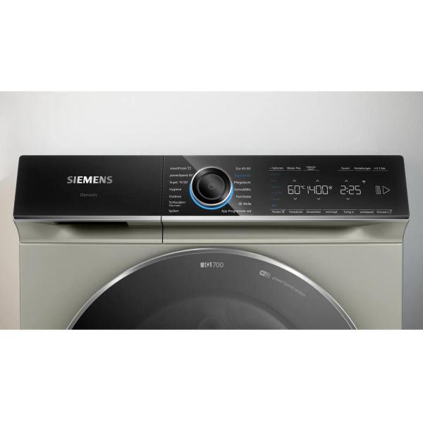 Siemens WG44B20X40 iQ700 9 kg Frontlader Waschmaschine, 60 cm breit, 1400 U/Min, varioSpeed, Aquastop, LED-Display, Home Connect, iQdrive, Kindersicherung, silber-inox