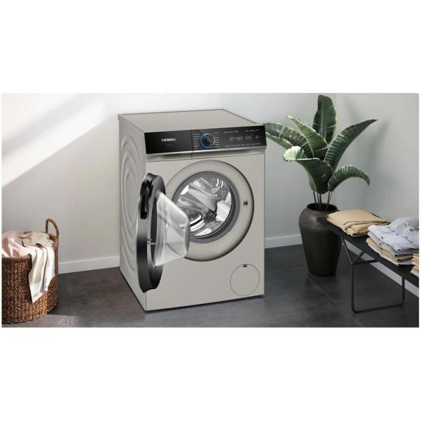 Siemens WG44B20X40 iQ700 9 kg Frontlader Waschmaschine, 60 cm breit, 1400 U/Min, varioSpeed, Aquastop, LED-Display, Home Connect, iQdrive, Kindersicherung, silber-inox