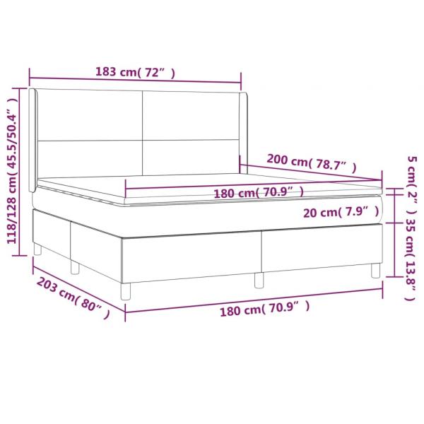 Boxspringbett mit Matratze & LED Hellgrau 180x200 cm Samt