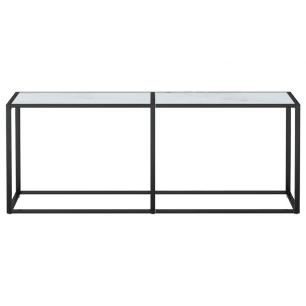 Konsolentisch Weiß Marmor-Optik 200x35x75,5 cm Hartglas