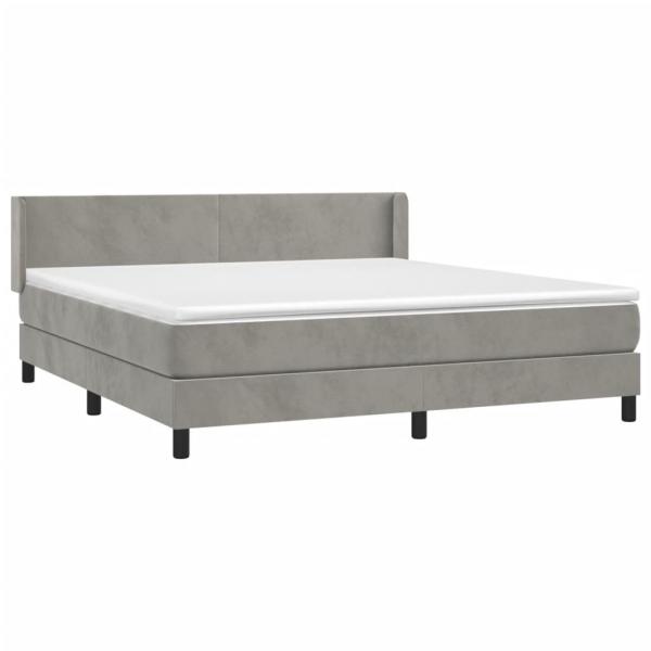 Boxspringbett mit Matratze Hellgrau 180x200 cm Samt