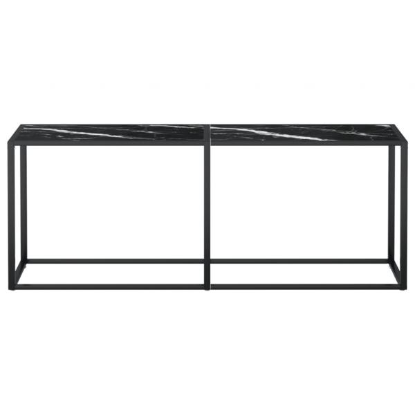 Konsolentisch Schwarz Marmor-Optik 200x35x75,5 cm Hartglas