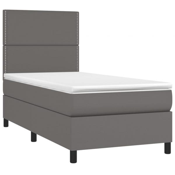 Boxspringbett mit Matratze Grau 90x190 cm Kunstleder