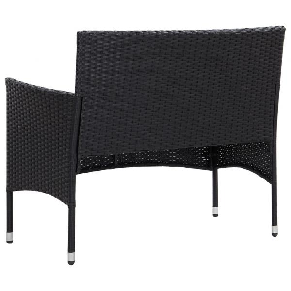 4-tlg. Garten-Lounge-Set mit Auflagen Poly Rattan Schwarz