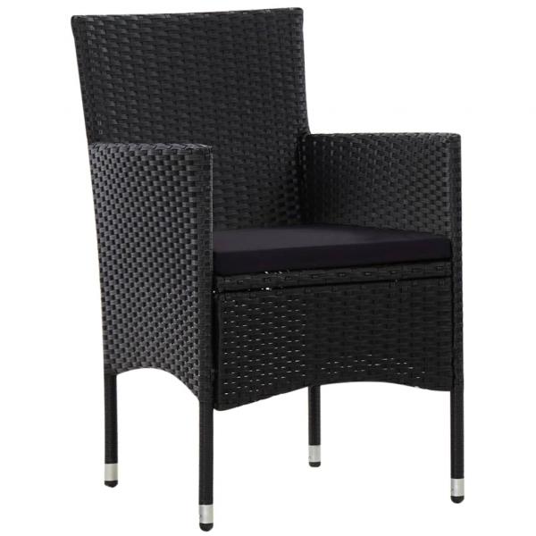 4-tlg. Garten-Lounge-Set mit Auflagen Poly Rattan Schwarz