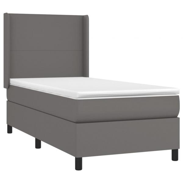 Boxspringbett mit Matratze & LED Grau 80x200 cm Kunstleder