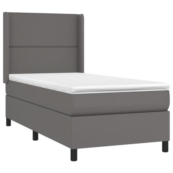 Boxspringbett mit Matratze Grau 80x200 cm Kunstleder