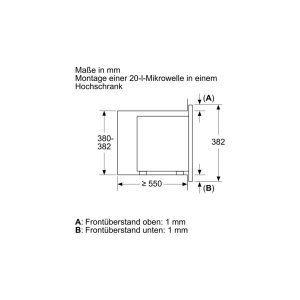 Bosch BFL623MB3 Einbau Mikrowelle, 800 W, Nischenhöhe: 38 cm, AutoPilot 7, Reinigungsoption, LED-Beleuchtung, schwarz