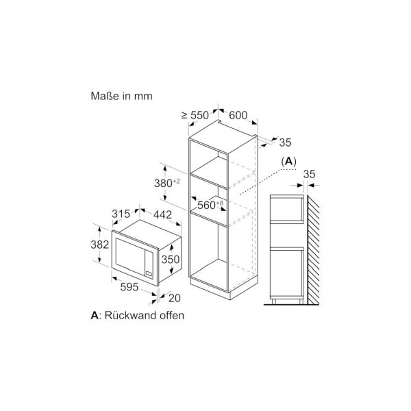 Bosch BFL623MB3 Einbau Mikrowelle, 800 W, Nischenhöhe: 38 cm, AutoPilot 7, Reinigungsoption, LED-Beleuchtung, schwarz