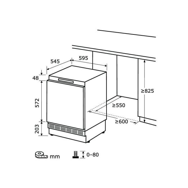 Exquisit UKS130-4-FE-010D Unterbau-Kühlschrank, Nischenhöhe: 82,5 cm, 121L, Festtürtechnik, Schnellgefrieren, weiß