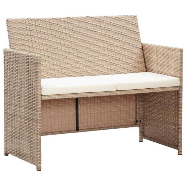 ARDEBO.de - 2-Sitzer-Gartensofa mit Polstern Beige Poly Rattan