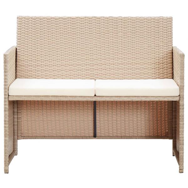 2-Sitzer-Gartensofa mit Polstern Beige Poly Rattan