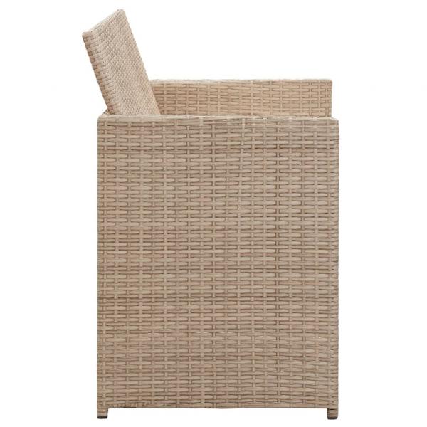 2-Sitzer-Gartensofa mit Polstern Beige Poly Rattan