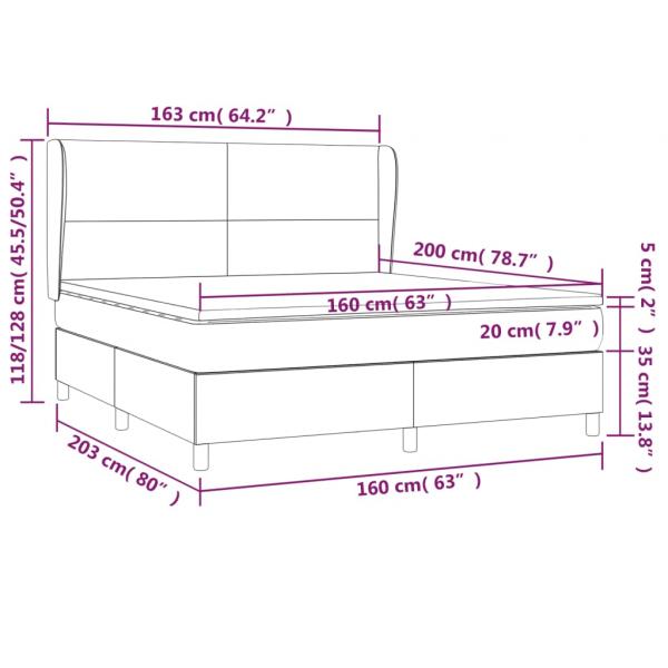 Boxspringbett mit Matratze Schwarz 160x200 cm Samt