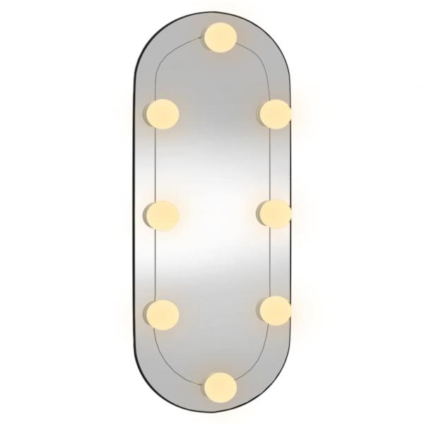 Wandspiegel mit LED-Leuchten 25x60 cm Glas Oval