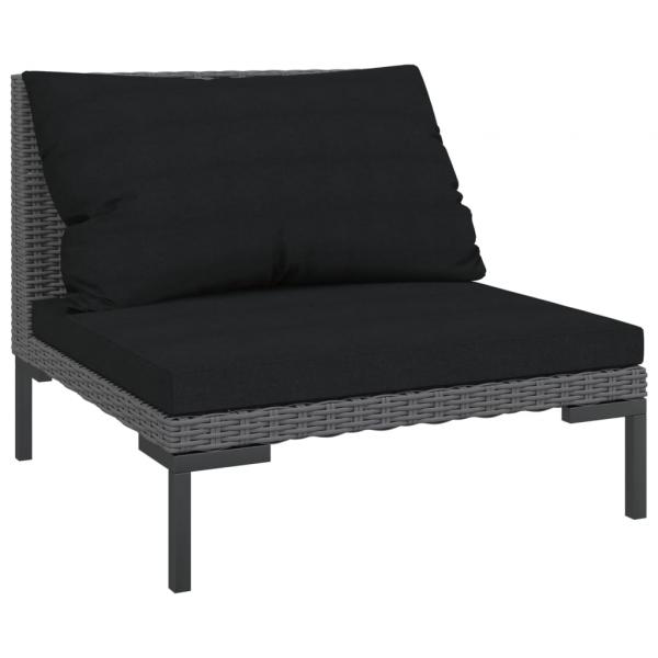 Gartensofas 2 Stk. mit Kissen Halbrundes Poly Rattan