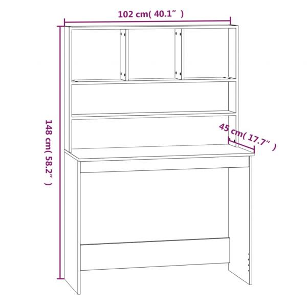 Schreibtisch mit Regal Weiß 102x45x148 cm Holzwerkstoff