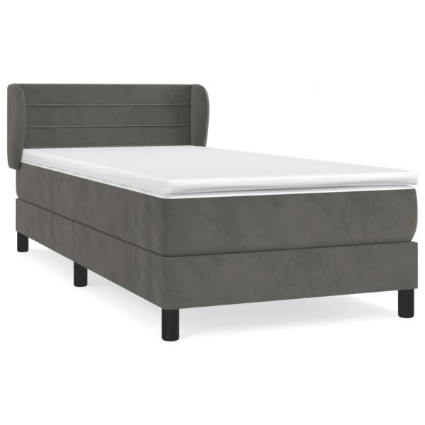 Boxspringbett mit Matratze Dunkelgrau 90x190 cm Samt