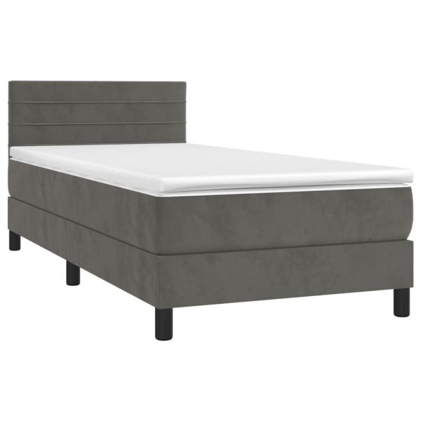 Boxspringbett mit Matratze & LED Dunkelgrau 90x190 cm Samt