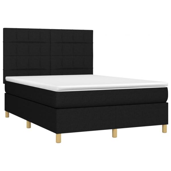 Boxspringbett mit Matratze & LED Schwarz 140x190 cm Stoff