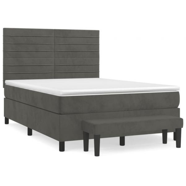 Boxspringbett mit Matratze Dunkelgrau 140x200 cm Samt