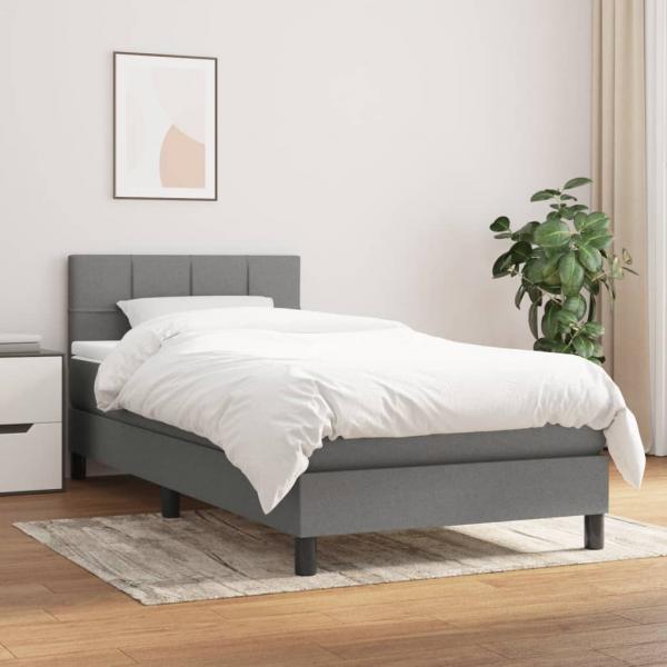 ARDEBO.de - Boxspringbett mit Matratze Dunkelgrau 90x190 cm Stoff