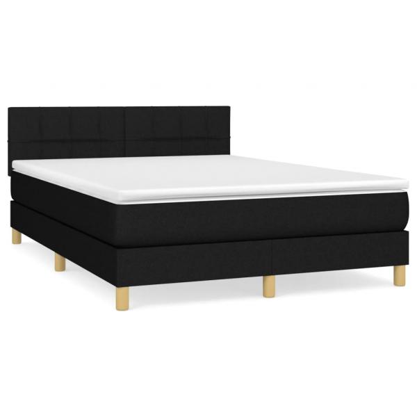 Boxspringbett mit Matratze Schwarz 140x200 cm Stoff