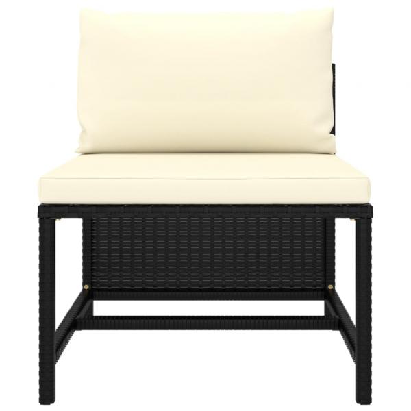 9-tlg. Garten-Lounge-Set mit Kissen Poly Rattan Schwarz