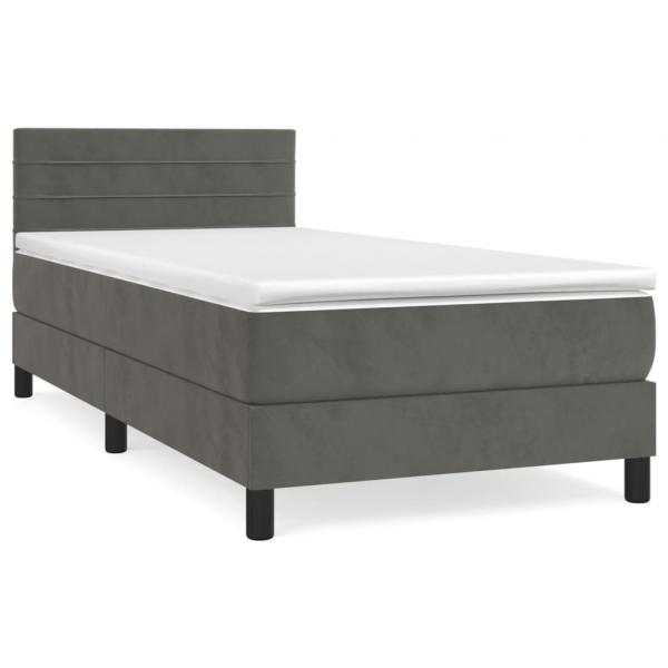 Boxspringbett mit Matratze Dunkelgrau 90x190 cm Samt