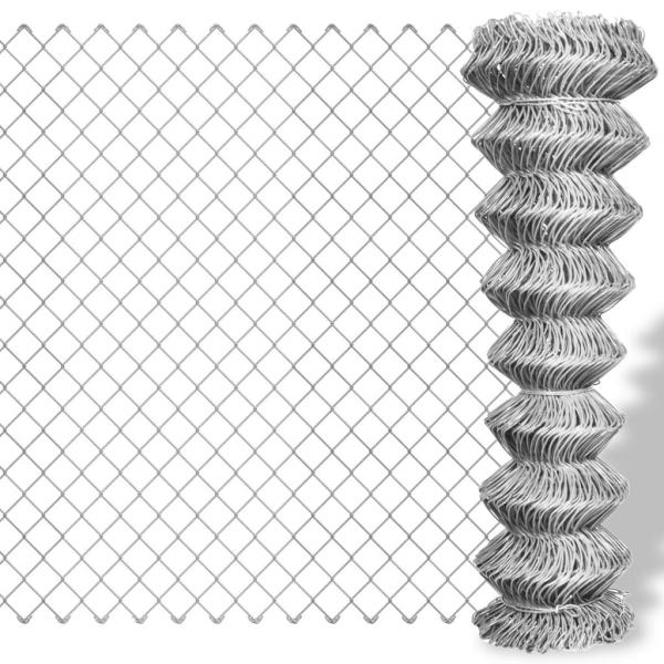 ARDEBO.de - Maschendrahtzaun Verzinkter Stahl 15x1,5 m Silbern