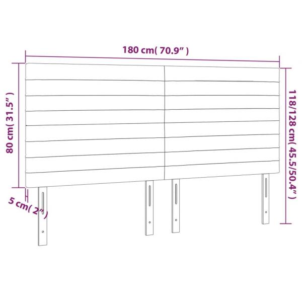 LED Kopfteil Dunkelgrau 180x5x118/128 cm Samt