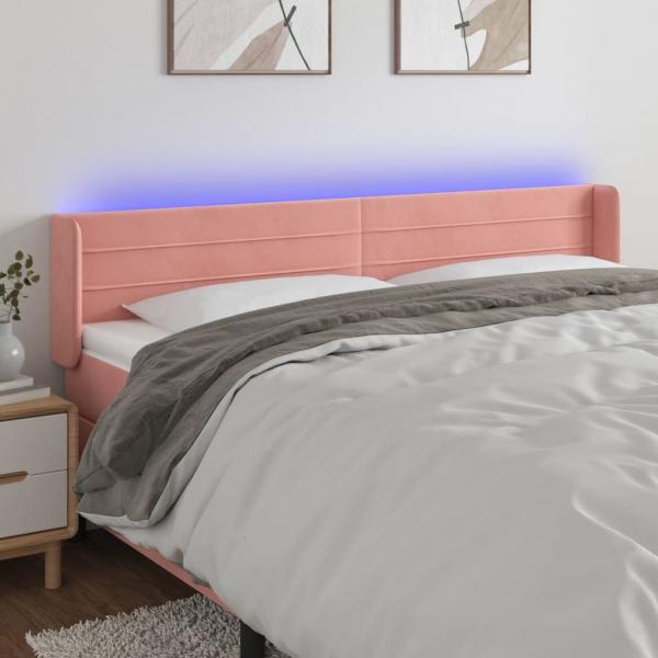 ARDEBO.de - LED Kopfteil Rosa 183x16x78/88 cm Samt