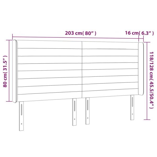 LED Kopfteil Schwarz 203x16x118/128 cm Stoff