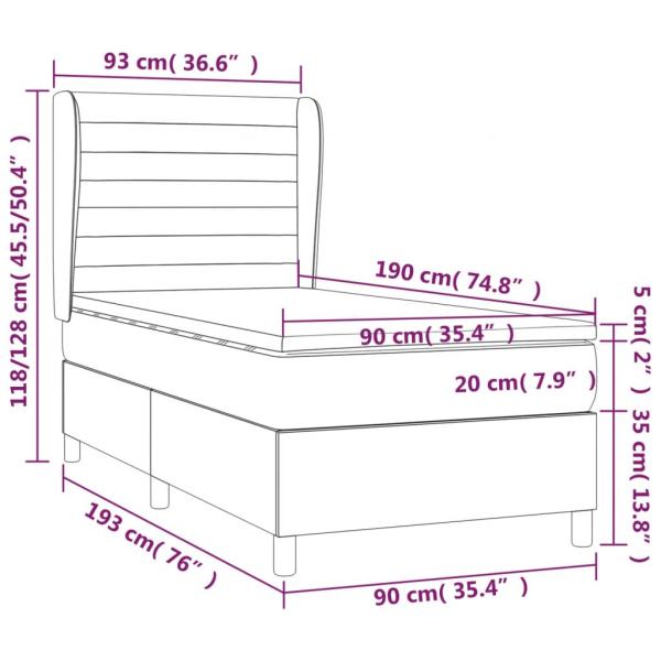 Boxspringbett mit Matratze Schwarz 90x190 cm Stoff