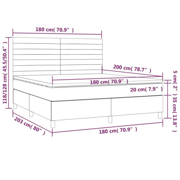 Boxspringbett mit Matratze & LED Dunkelgrau 180x200 cm Samt