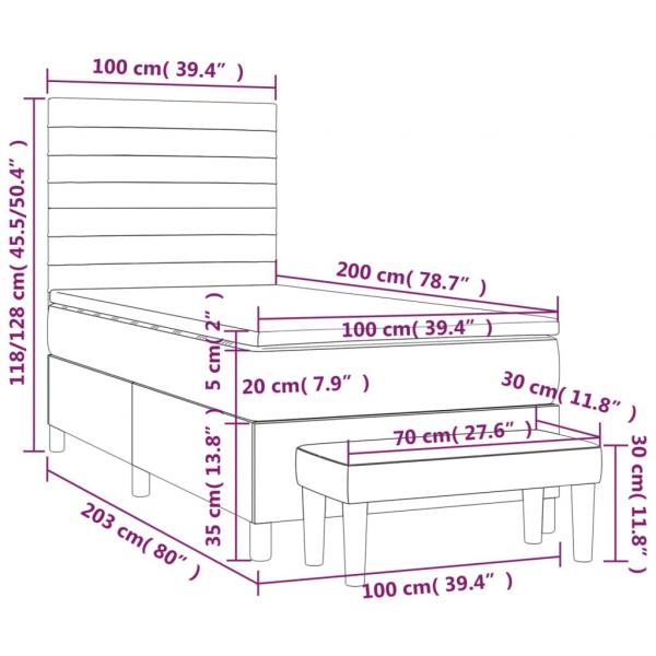 Boxspringbett mit Matratze Schwarz 100x200 cm Stoff