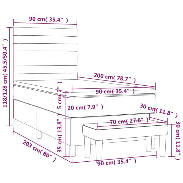 Boxspringbett mit Matratze Rosa 90x200 cm Samt