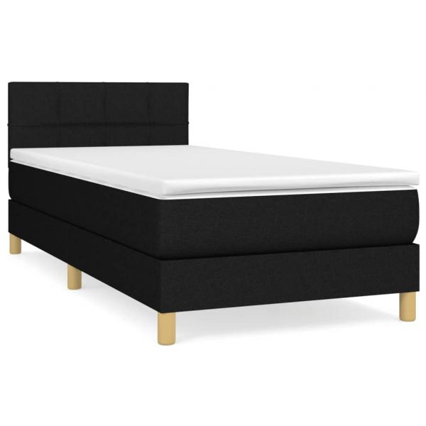 Boxspringbett mit Matratze Schwarz 90x200 cm Stoff