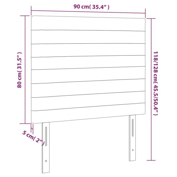 LED Kopfteil Schwarz 90x5x118/128 cm Stoff