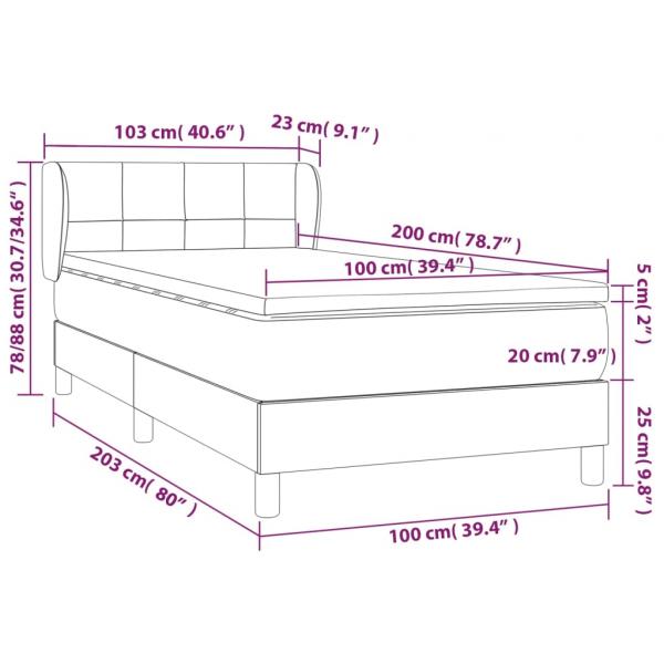 Boxspringbett mit Matratze Dunkelblau 100x200 cm Samt