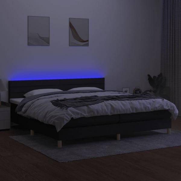 Boxspringbett mit Matratze & LED Schwarz 200x200 cm Stoff