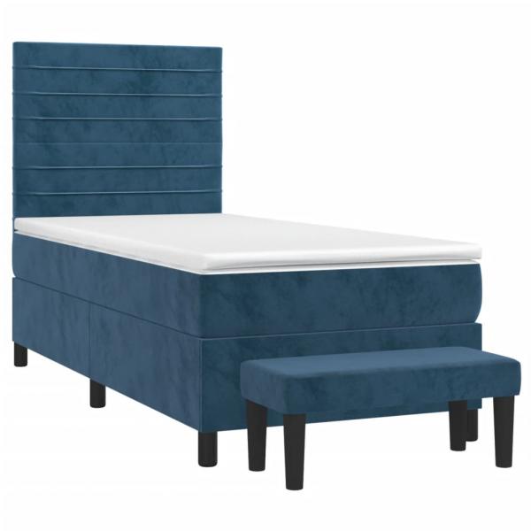 Boxspringbett mit Matratze Dunkelblau 90x190 cm Samt