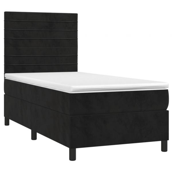 Boxspringbett mit Matratze Schwarz 90x200 cm Samt