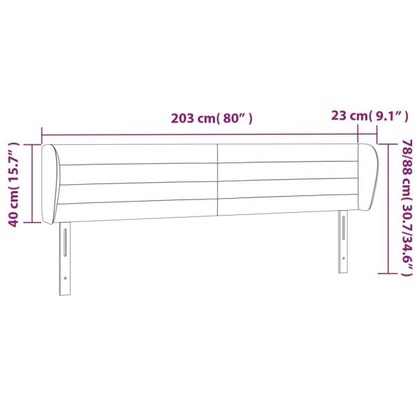 Kopfteil mit Ohren Schwarz 203x23x78/88 cm Stoff