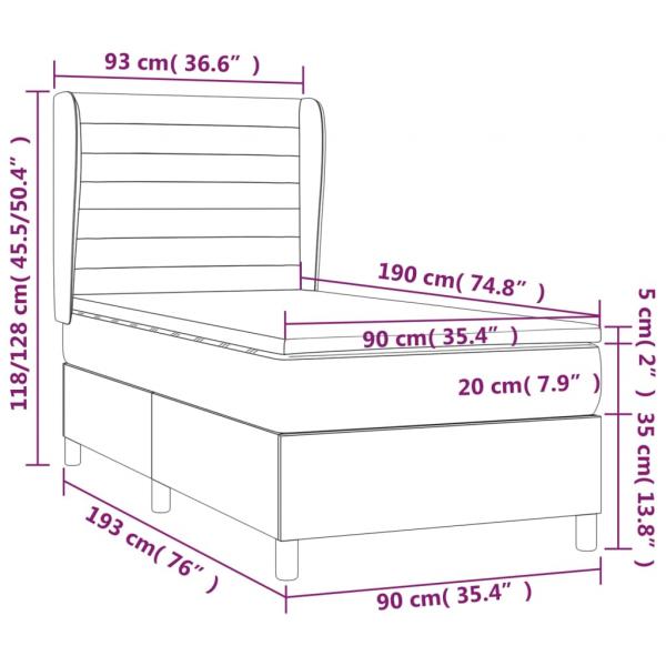 Boxspringbett mit Matratze Dunkelgrau 90x190 cm Samt