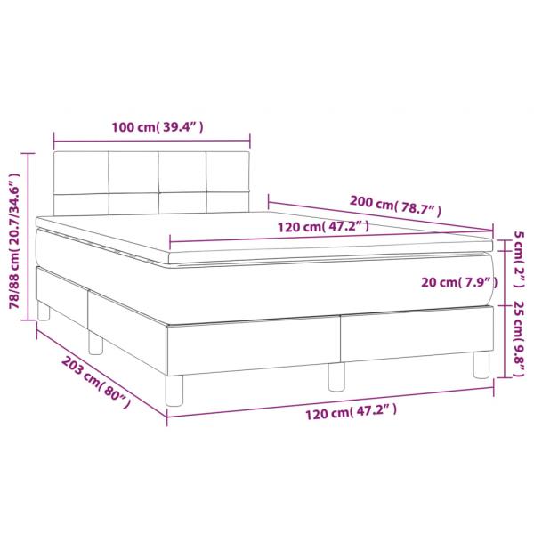 Boxspringbett mit Matratze & LED Dunkelgrau 120x200 cm Stoff