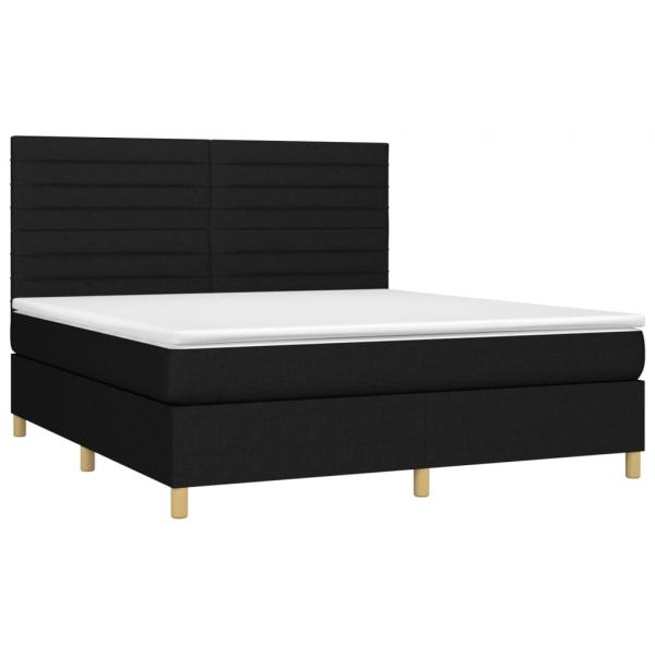 Boxspringbett mit Matratze & LED Schwarz 180x200 cm Stoff