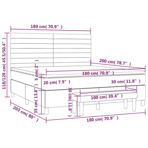 Boxspringbett mit Matratze Schwarz 180x200 cm Stoff