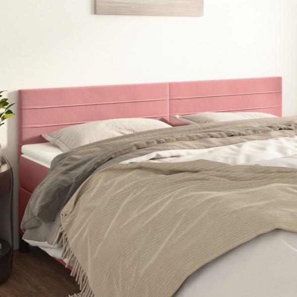 ARDEBO.de - Kopfteile 2 Stk. Rosa 90x5x78/88 cm Samt